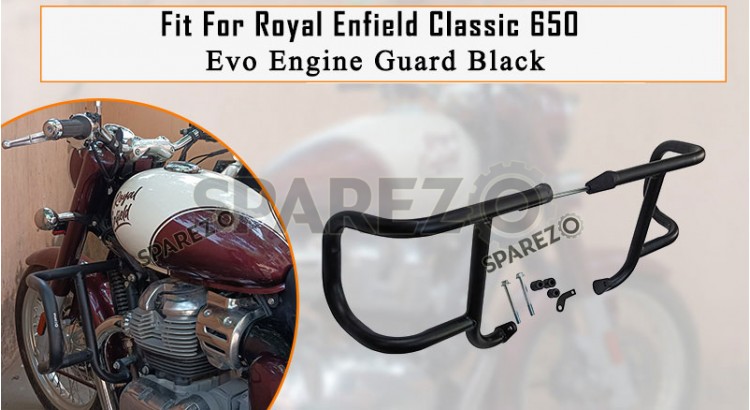 Fit For Royal Enfield Classic 650 Evo Engine Guard Black - SPAREZO